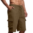 thumbnail image 3 of VBTAPA Mens Cargo Shorts Drawstring Casual Linen Shorts Lightweight Breathable Summer Short Pants with Pockets Coffee S, 3 of 8