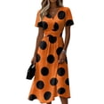 thumbnail image 2 of Womens Halloween Dress Witch Hat Short Sleeve Ghost Cute Wrap Dress Bat V Neck Casual Wedding Guest Dresses L, 2 of 5