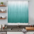 thumbnail image 4 of Teal Green Ombre Semi Sheer Curtains Drapes for Living Room, Bedroom, French Doors Window 63 Inches Long, Contemporary Gradient Abstract Art Rod Pocket Chiffon Curtain Drapery Voile Draperies Panel, 4 of 8