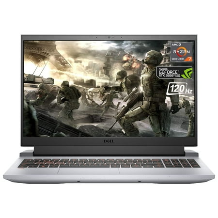 DELL G15 Gaming Laptop, 15.6" FHD 120Hz Display, AMD Ryzen 7 5800H Processor, GeForce RTX 3050 Ti, 16GB RAM, 1TB SSD, HDMI, RJ45, Wi-Fi 6, Backlit KB, Windows 11 Home, Phantom Grey, with speckles