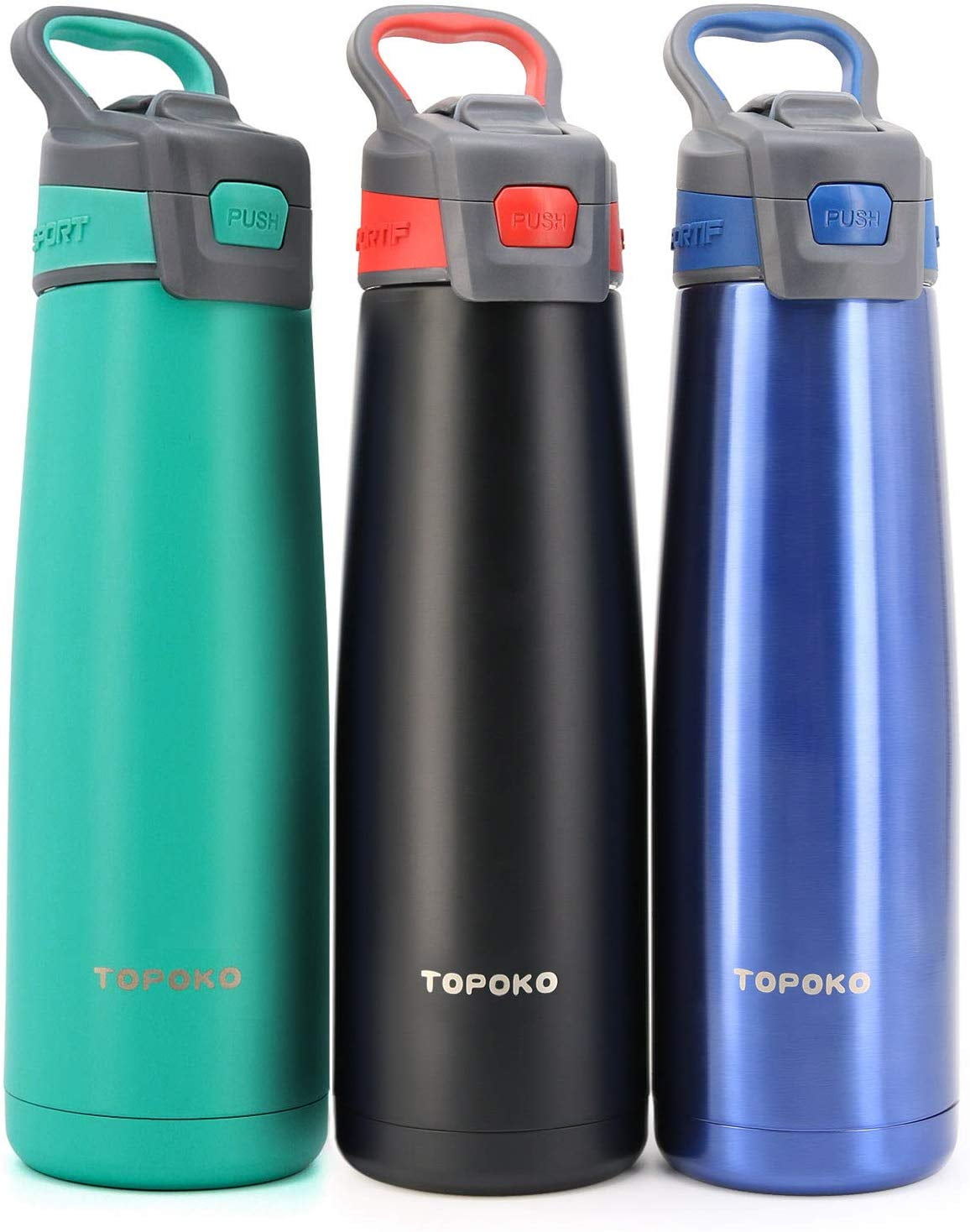 AUTOFLIP Straw Lid Water Bottle. Stainless Steel, Double Wall, Vacuum