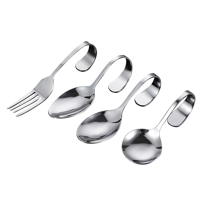 IFANLANDOR Ensemble de Cuillères et Fourchettes à Soupe en Acier Inoxydable Premium avec Poignée Courbée