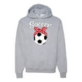 thumbnail image 2 of Wild Bobby, Cute Soccer Mom Ribbon Soccer Ball Gift Sports, Mother's Day, Unisex Graphic Hoodie Sweatshirt, Heather Grey, 3XL, 2 of 3