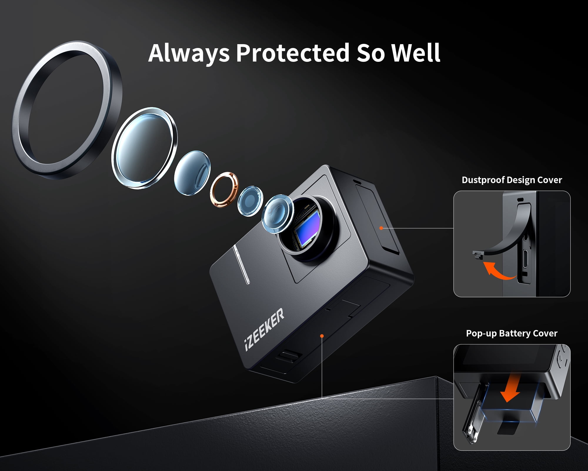 Action Camera 4K 20MP with External Microphone PC Webcam WiFi Vlogging Cam Waterproof Camera