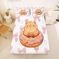 thumbnail image 5 of Erosebridal Pink Flowers Blossom Full Size Sheets,Kawaii Capybara Cute Bowknots Bed Sheets For Kids 4 Pieces, 5 of 6