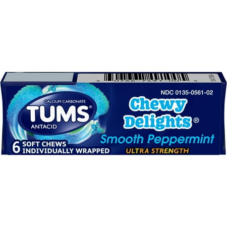 UPC 307667491005 product image for TUMS Chewy Delights Ultra Strength Smooth Peppermint Antacid Soft Chews, 6 Count | upcitemdb.com