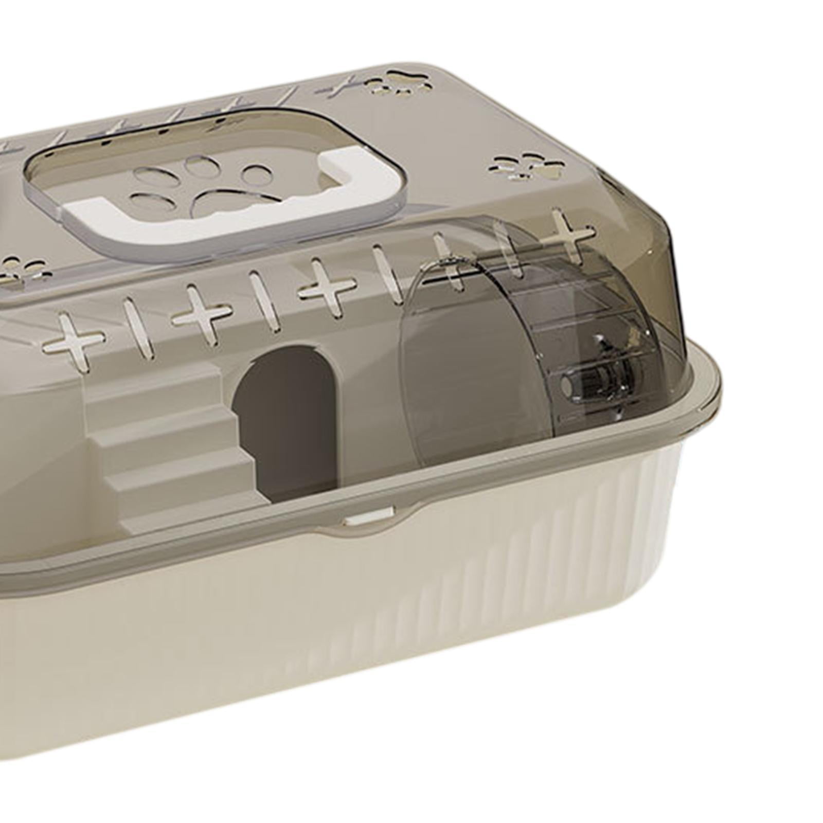 balikha Travel Transparent Hamster House Hamster Carry Case Cage Ventilation Portable Hamster Cage for Guinea Pigs Rats Small Animals Beige