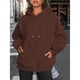 thumbnail image 4 of Sudaderas con Capucha Extragrandes para Mujer, Sudaderas de Forro , Suéteres de Moda para Otoño e Invierno Marrón Oscuro L, 4 of 9
