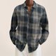 thumbnail image 4 of Camisas Para Hombre Hombre Otoño Invierno de un solo pecho cálido Casual Plaid solapa playa manga larga vacaciones al libre camisa de vacaciones (Grey, XL), 4 of 5