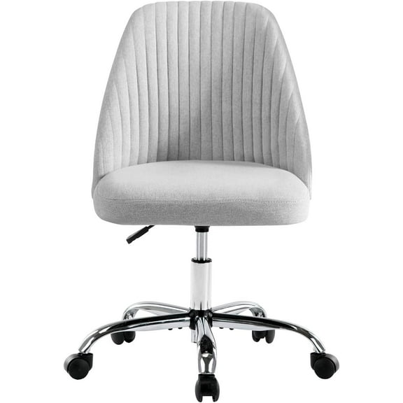 YEXJ Gray Home Office Desk Fabric Vanity Chair Swivel Task Adjustable Rolling Chair