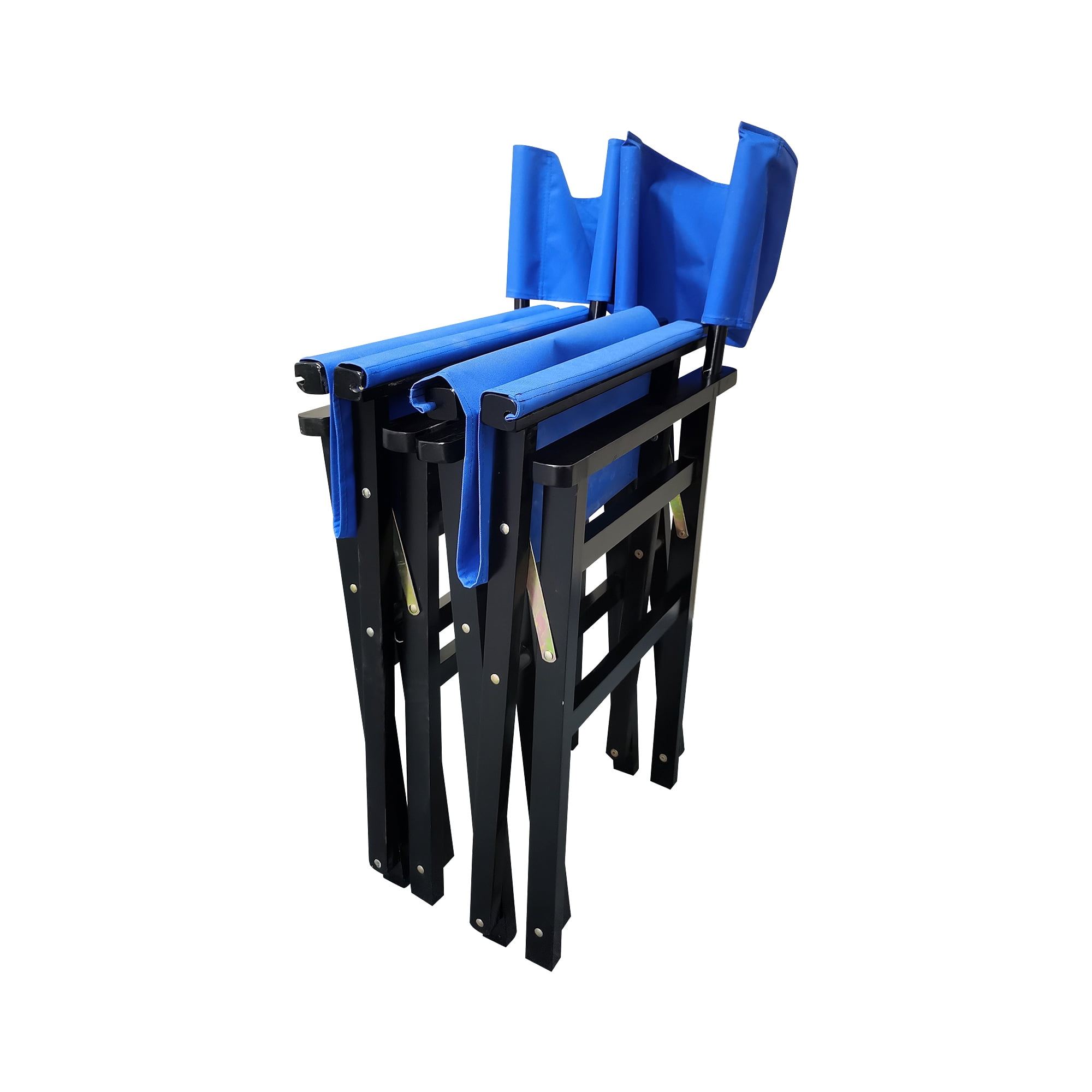 Leumius Fabric Folding Chair 2 Pack,Wooden Folding Chair,Director Chair Canvas Folding Chair,Easy to Use and Store for Home,Office,Party,Blue