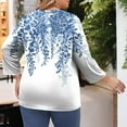 thumbnail image 4 of Womens Plus Size Tops Crew Neck T Shirts 3/4 Sleeve Blouse Summer Casual Tees L-4X, 4 of 5