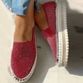 thumbnail image 2 of TUOBARR Flat Shoes for Women,Women's Single Shoes Rhinestones Thick-Soled Flat Shoes Casual Students Shoes Red, 2 of 4