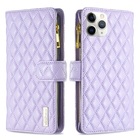 TECH CIRCLE Case for iPhone13 pro 6.1 inch,PU Leather  Zipper Wallet Phone with Card Slot Shockproof Magnetic Kickstand Ultra-Slim for iPhone13 pro 6.1 inch,Purple