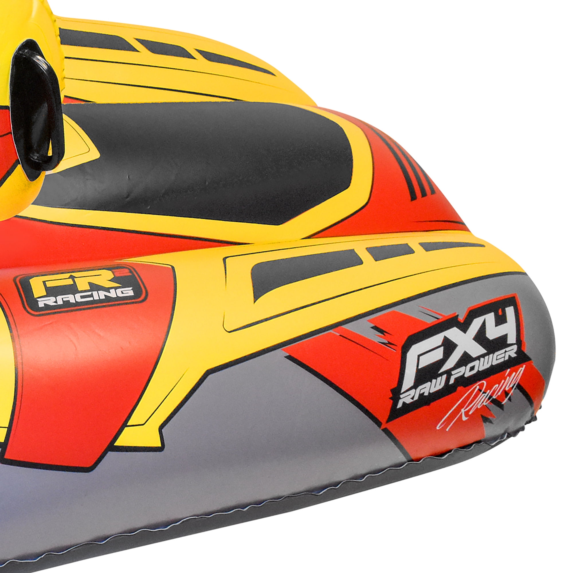 CocoNut Outdoor: FX4 Racing Snowmobile Sled - Yellow & Red, 50x20" Inflatable Toboggan, Cold Resistant PVC, Outdoor Tube, 200lb Cap, Kid-Teen-Adult 8+