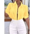 thumbnail image 4 of Gynyvoja Womens Summer Tops Cute Boho Blouses Beach Vacation Spring Outfits Eyelet Embroidered Clothes Yellow M, 4 of 7