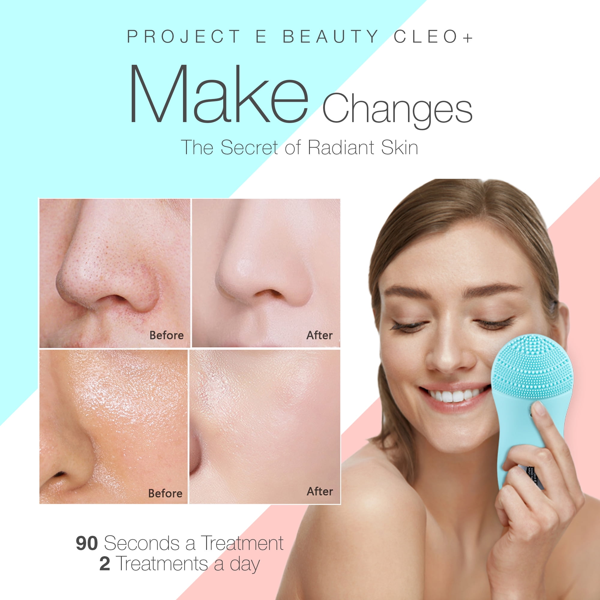 Project E Beauty CLEO+ | Sonic Facial Cleanser | Gentle Pore Cleansing | Exfoliating | Normal Skin