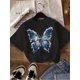 thumbnail image 1 of Butterfly Pattern Printed T-Shirt, Summer Short Sleeve Round Neck Casual T-Shirt, Girls' Daily Wear, 1 of 6