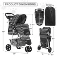 thumbnail image 2 of MoNiBloom 3 Wheel Folding Pet Dog Stroller, Foldable Lightweight Trolley with Storage Basket, Cup Holder and 360° Rotating Front Wheel for Small Medium Dogs, Black with White Polka Dots, 2 of 15
