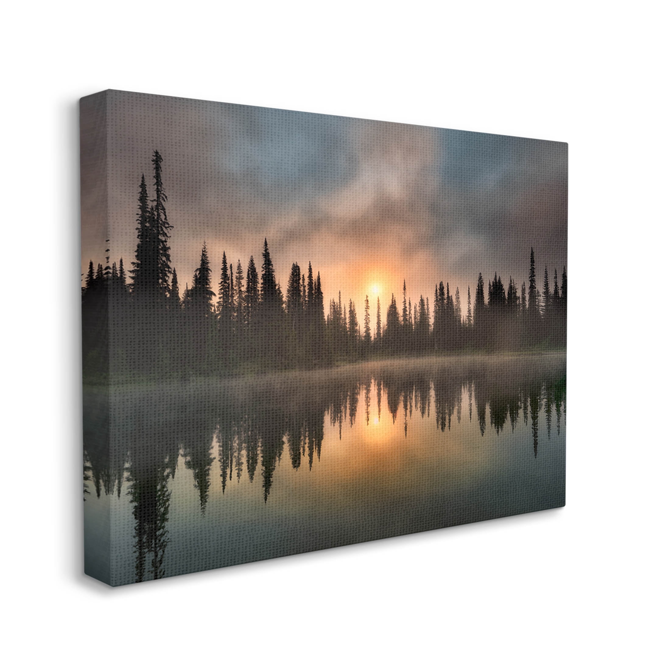 Stupell Industries Mysterious Lake Reflection Sunset Forest Photograph Gallery Wrapped Canvas Print Wall Art, Design by Dennis Frates