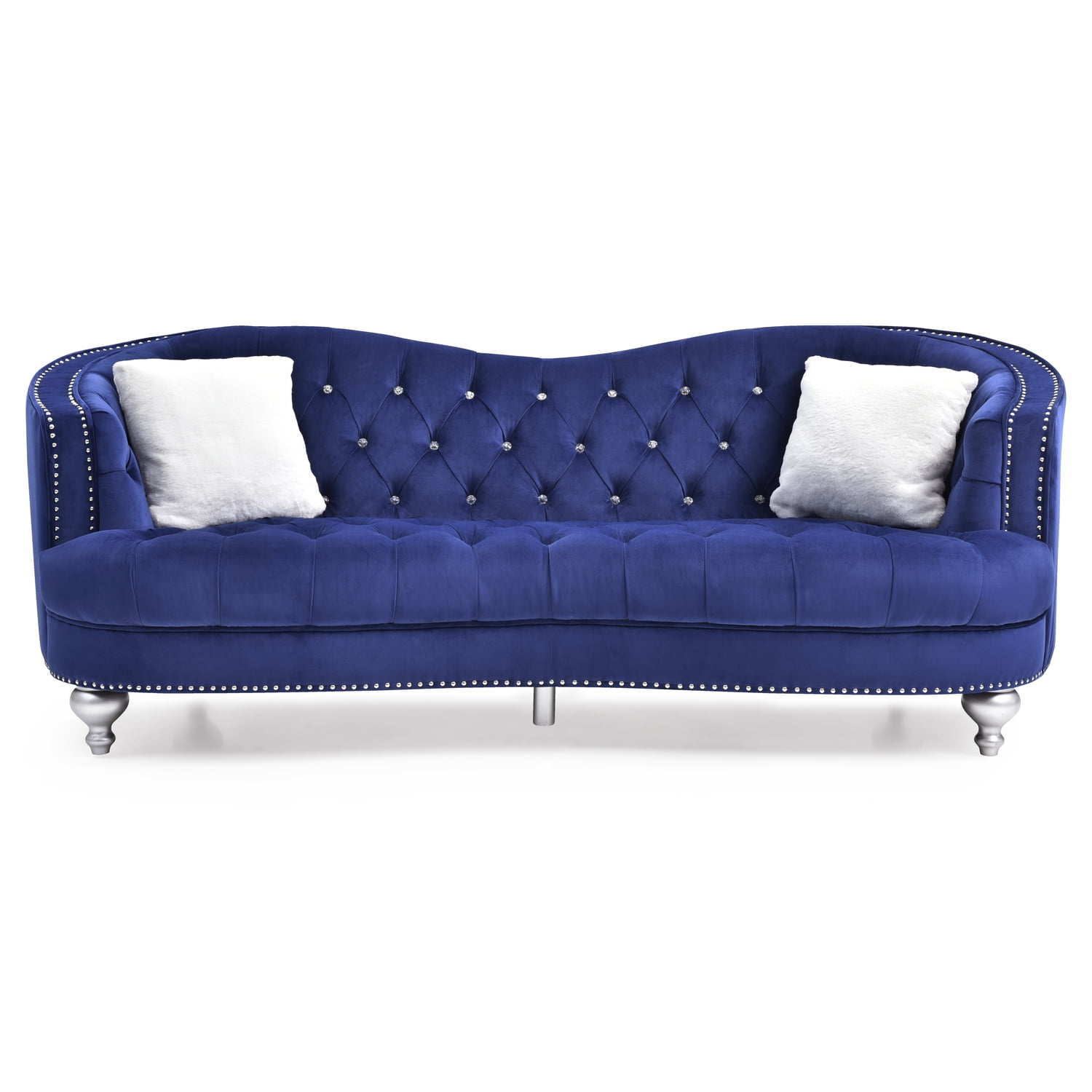 Glory Furniture Jewel Velvet Sofa in Blue