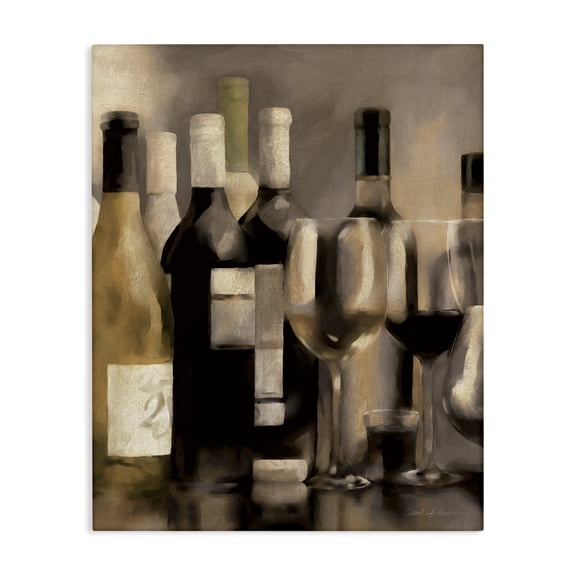 Stupell Industries Glam Wine Bottles on Bar Canvas Art, 16 x 20, by Carol Robinson