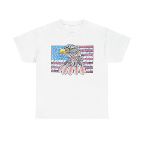 American flag w/ majestic bald eagle Heavy Cotton Tee