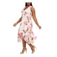 thumbnail image 3 of Taylor Womens Floral Lace Fit & Flare Dress, Multicoloured, Plus Size, 16W, 3 of 4