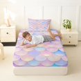 thumbnail image 3 of Manfei Cute Mermaid Tail Twin Fitted Sheet, Dreamy Fish Scale Bedding, Pink Blue, 2 Pieces, 1 Fitted Sheet and 1 Pillowcase, 3 of 6