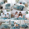 thumbnail image 5 of 3 Piece Blue Teal Spring Floral Duvet Cover Set Full Size,Microfiber Comforter/Quilt Cover with Corner Ties and 2 Pillowcases,Modern Botanical Oil Painting Art All Season Bedding with Zipper Closure, 5 of 8