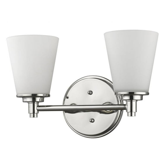 Conti 2-Light Polished Nickel Sconce With Etched Glass Shades