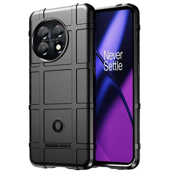 BD Rugged Shield Designed for OnePlus 11 5G Phone Case [Impact Resistant Armor Cover] [Flexible TPU] Case for OnePlus 11 5G Case and LED Keychain - Black