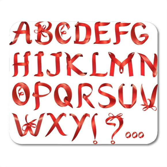 POGLIP Strip Letter Alphabet Made of Red Ribbons Graphic Text ABC Mousepad Mouse Pad Mouse Mat 9x10 inch
