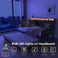 thumbnail image 5 of Miniyam Twin Daybed with Trundle, LED Headboard, USB Charging, Barn Door Storage for Adult, 5 of 7