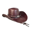 thumbnail image 4 of Faux Leather Cowboy Hat for Men Versatile Sun Protection Hat with Chin Strap Red, 4 of 9