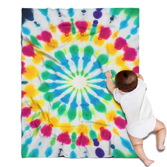 Colorful Rainbow Tie Dye Spiral Pattern Blanket,Comfortable Soft Flannel Throw Blanket,All Season,Warm Lightweight Blankets for Sofa Bed Couch Living Room Chair,30"x40"