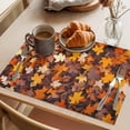 thumbnail image 3 of Maple LeafFall Placemats Set of 4 Autumn Rustic Botanical Leaves Place Mats Indoor Wipeable Table Mats Washable Cloth Dining Table Placemats for Kitchen Holiday Party Home Decor 13x19 Inch, 3 of 9