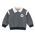 thumbnail image 3 of KYAIGUO Kids Baby Boys Girls Fleece Spring Fall Lapel Stripe Pullover Long Sleeve Tops New Thickened Warm Comfortable Fashion Stripes,Sizes 1-7Years, 3 of 6