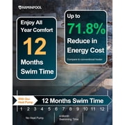 Electric Pool Heater for Inground Pools 40000 BTU Swimming Pool Heat Pump 12000 Gallon Above Ground Pool Heater 220V Energy Save 45% WiFi App Control