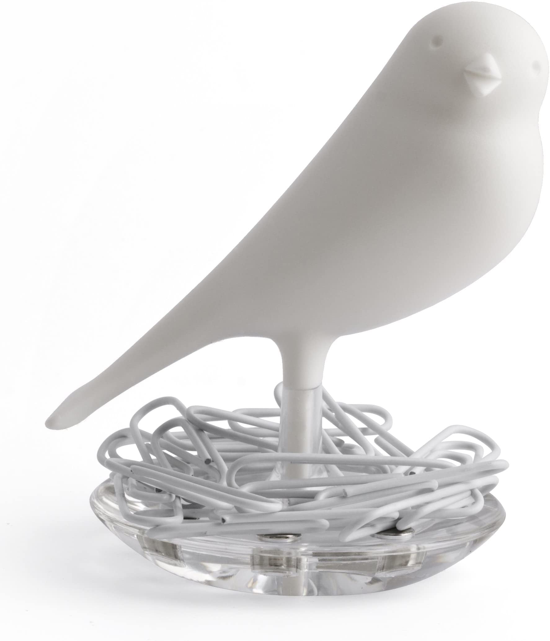Paper Clips Dispenser Magnetic Holder Storage Qualy Nest Sparrow Organizer White 