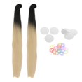thumbnail image 1 of Trenzas de casco con coletas de alambre de alta temperatura, color degradado Beige, 1 of 9