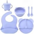 thumbnail image 1 of Juego de cuencos de alimentación de bebé de silicona de grado alimenticio con diseño de oreja, plato y cuenco de comida suplementaria para niños de dibujos animados bonitos, 1 of 5