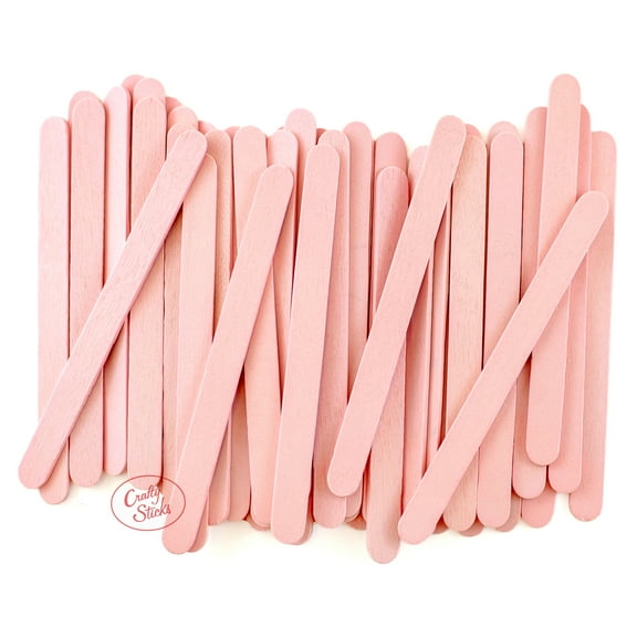 CraftySticks- 100 Pack 4.5 Inch Pastel Pink Painted Popsicle Sticks, Wood Craft Sticks for Crafts, Learning and STEM Basics