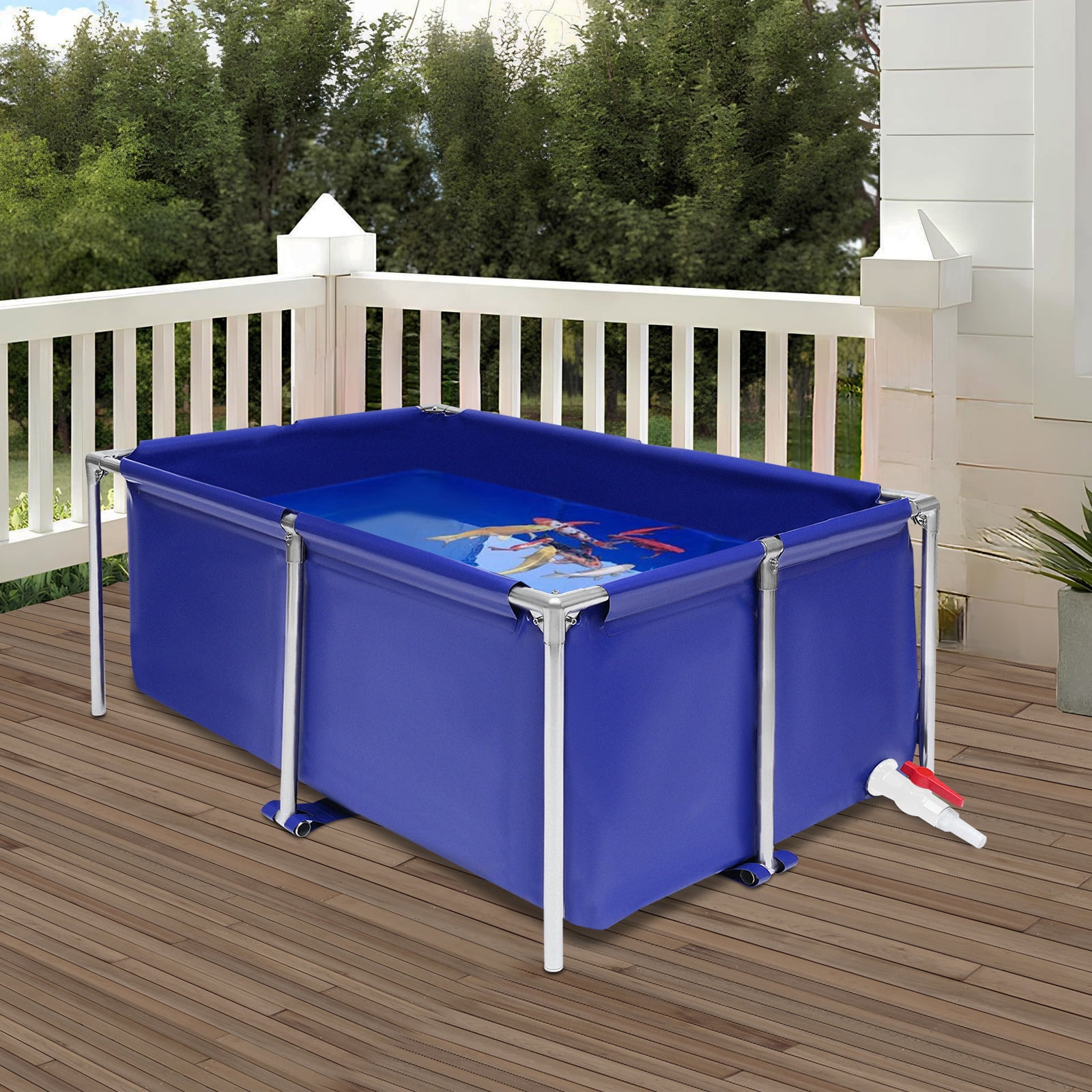 Blue Modern Cuboid Canvas Fish Pond Aquarium Fish Water Tank 47.2*31.4*19.6inch for the Cultivation of Fish, Lobster, Leeches in Home or Aquaculture