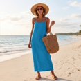 thumbnail image 5 of Cotton Linen Dresses for Women Sleeveless Backless Cami Dresses Casual Loose Vacation Sundress, 2XL, 5 of 7