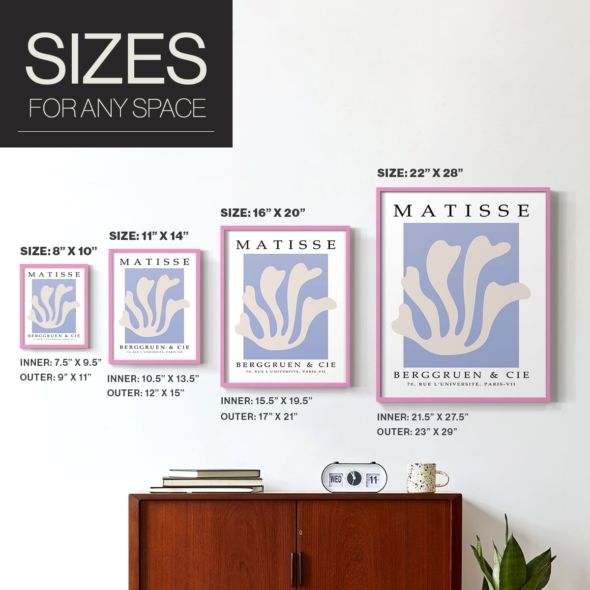 Matisse CCCXLVII in Pink Solid Wood 11 x 14 Framed Print