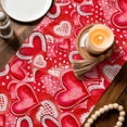 thumbnail image 3 of Happy Valentine's Day Table Runner 72 Inches, Red Dots Love Heart Romantic Bed Runner Dresser Scarves Tabletop for Indoor Outdoor Parties/Ceremony/Banquet, 13" x 72", 3 of 8