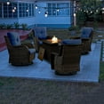 thumbnail image 3 of Gymojoy 5-Piece Patio Furniture Set with Rectangular Fire Pit Table, Swivel Rocking Chairs, Outdoor High Back Wicker Rattan Conversation Set with 4-inch Blue Cushions, 3 of 17
