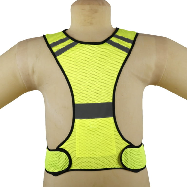 GoxRunx Reflective Running Vest Gear Cycling Motorcycle Reflective Vest,High  Visibility Night Running Safety Vest Yellow Medium