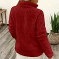 thumbnail image 4 of Quarter-Zip Pullover, Women Sherpa Fleece Jacket, Soft Half Zip Sweatshirt with Pocket, Cozy Soft Fluffy Sweaters, Comfortable Versatile Cloth, Must-have for Home Daily Use, Red XXL, 4 of 5